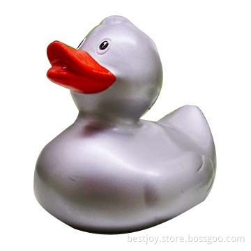 Metallic Look Rubber Duck with RoHS Mark, Ideal for Gifts